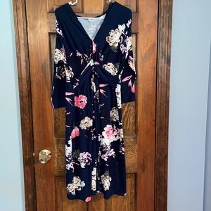 Pink Blush Floral Maternity Dress 3/4 sleeves